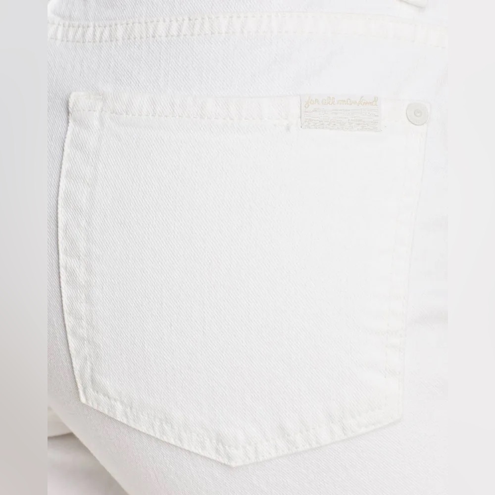 7 For All Mankind White High Waist Cropped Straight Jeans - Picture 5 of 16